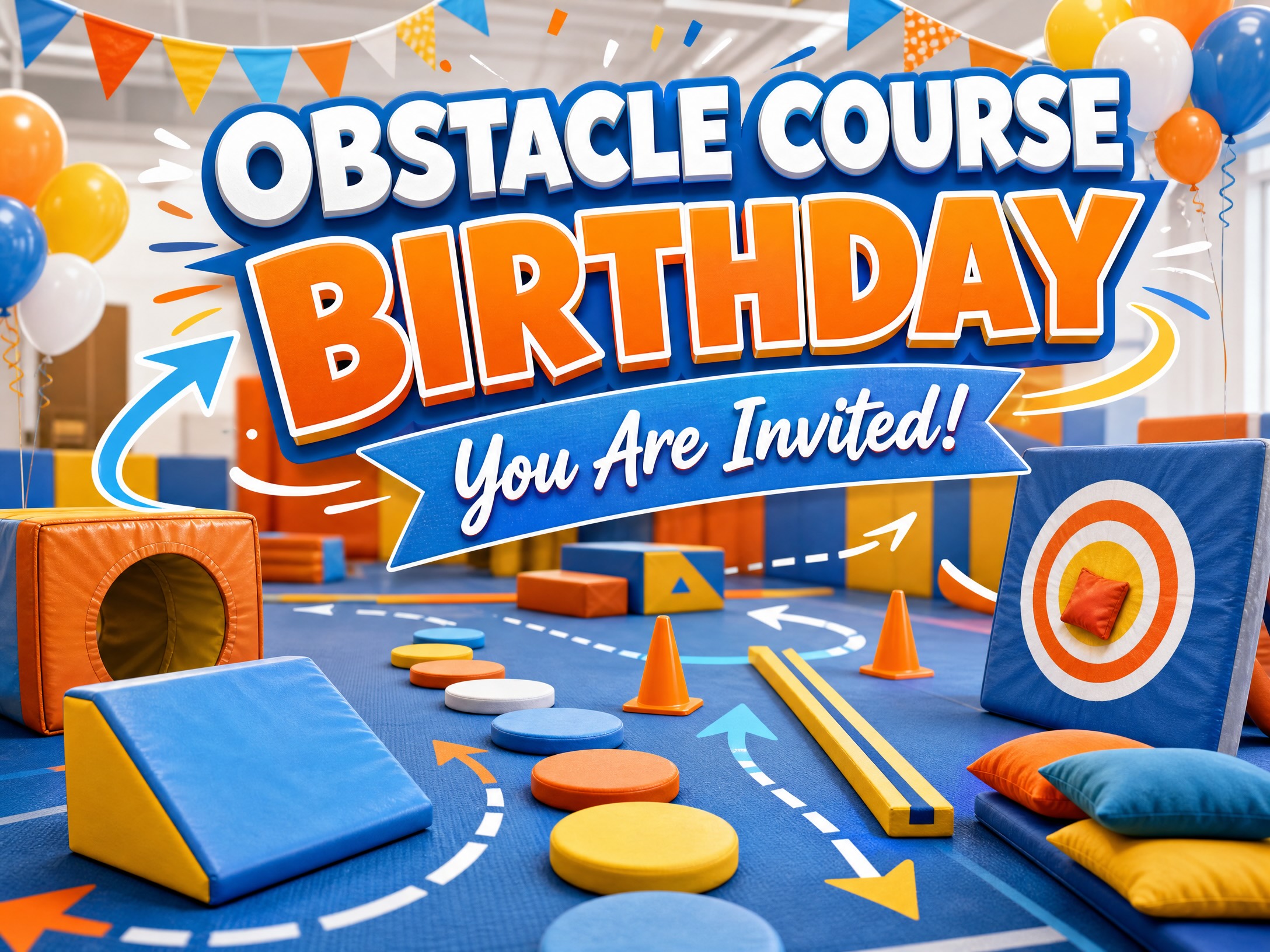 Obstacle Course Birthday Invitation — Obstacle Course Birthday, Indoor Playground Birthday, Kids Gym