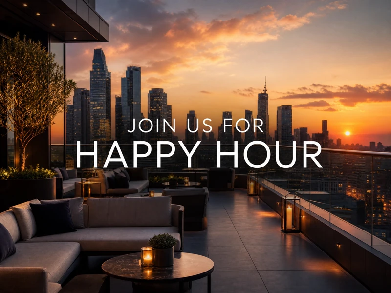 Sunset and Sip — Happy Hour, Party Invitation, Happy Hour Invitation
