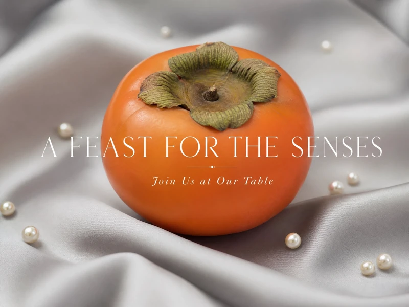 A Feast For The Senses — Dinner Party, Persimmon, Dinner Invitation