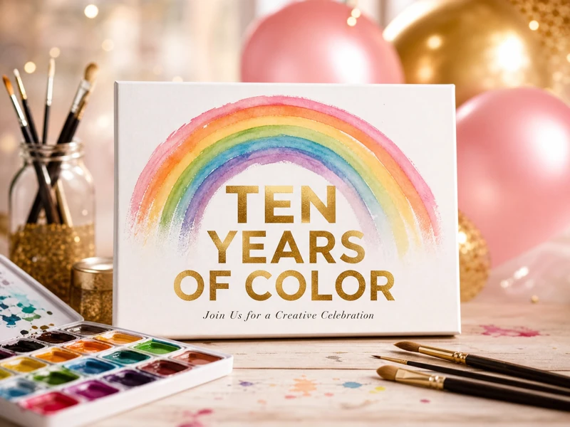 10 Years Of Art — 10th Birthday, Painting, Colors, Watercolor, Balloons