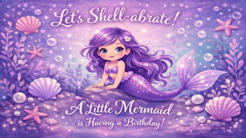 Mermaid Shell-ebration — Mermaid, Purple, Under the Sea