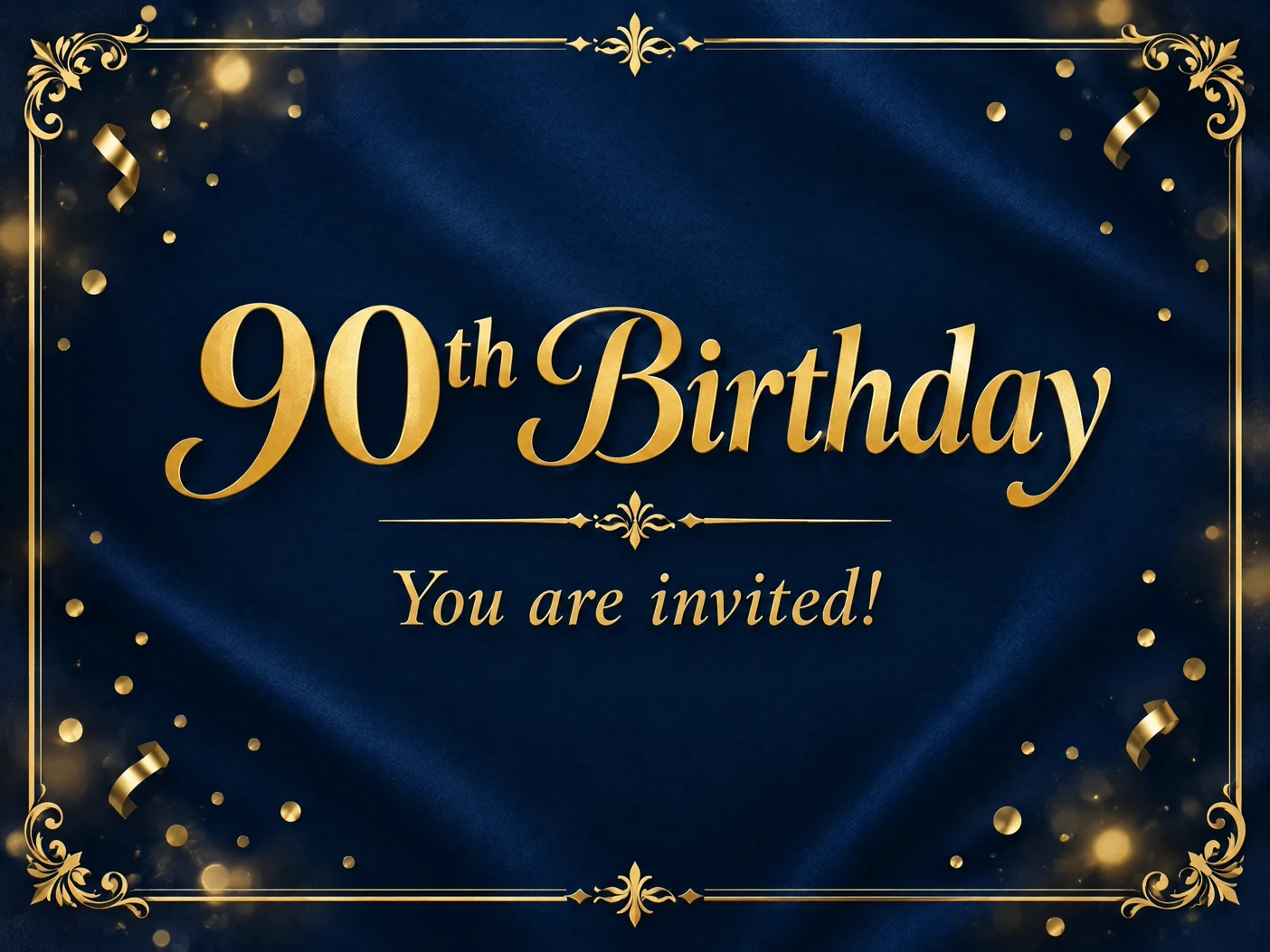 Festivity Awaits — 90th Birthday, Blue, Gold