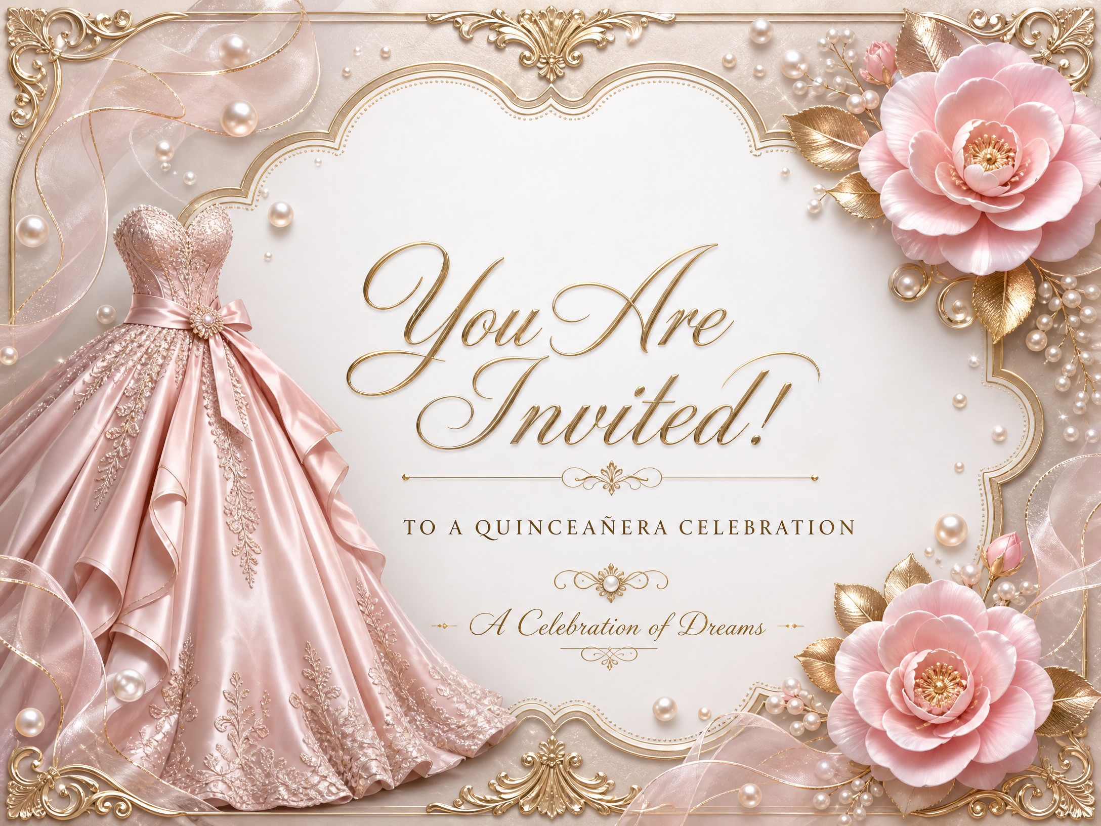 Silky Pink — Quinceanera, Flowers, Pink, Dress
