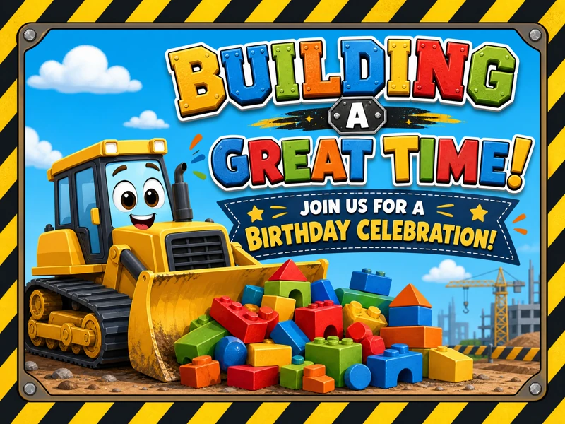 Building A Great Time — Construction Birthday, Bulldozer, Legos