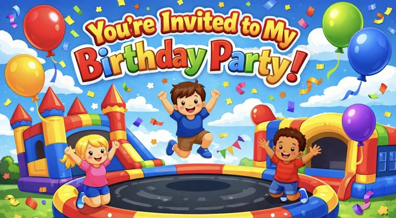 Bouncy Fun — Bounce House Birthday, Trampoline Park Birthday, Backyard Party, Jumping