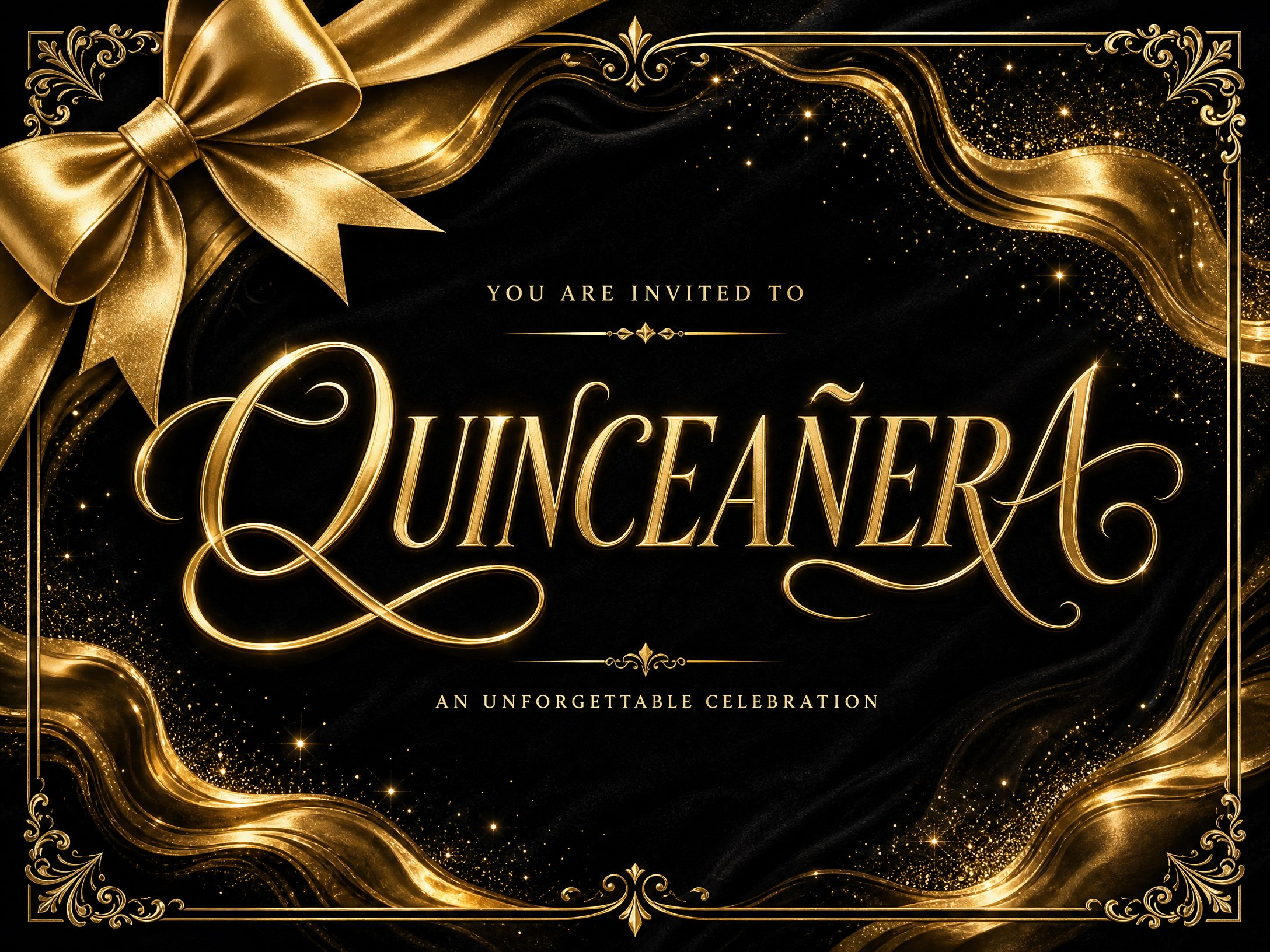 Black And Gold — Quinceanera, Celebration, Bow
