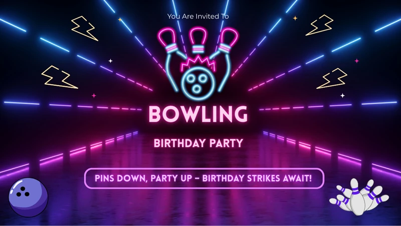 Bowling Alley — Bowling Birthday, Pins, Neon