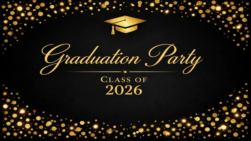 Class of 2026 — Graduation Party, Graduation Invitation, Grad, Black and Gold
