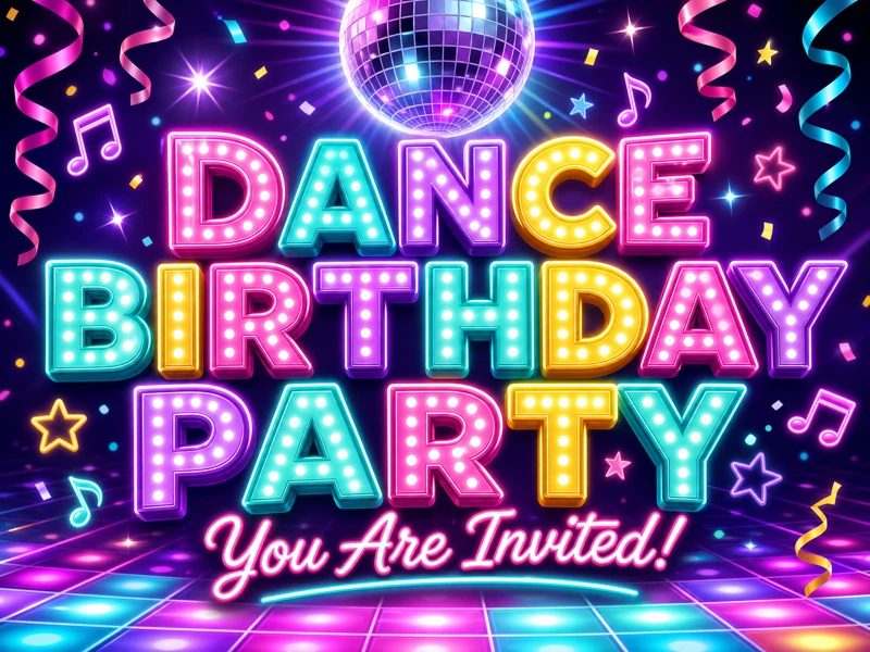 Dance Birthday Party Invitation — Dance Birthday, Disco Birthday, Dance Party