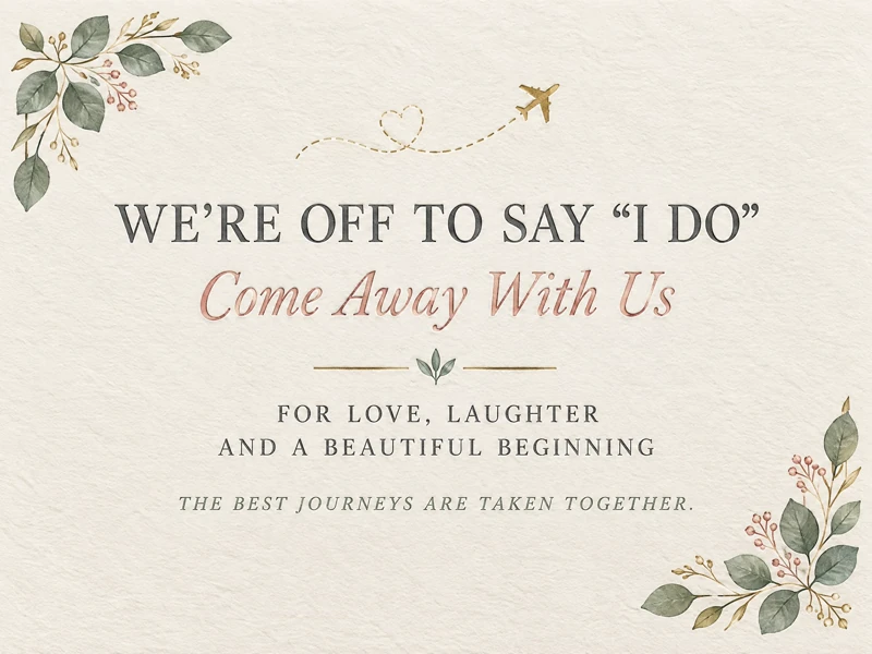 We're Off To Say "I Do" — Destination Wedding, Invitation, Floral, Paper