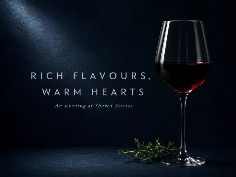 Rich Flavors, Warm Hearts — Dinner Party, Red Wine, Minimalist, Invitation