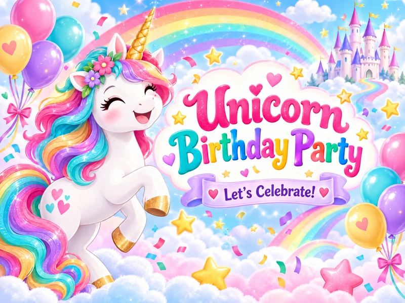 Unicorn Giggles — Unicorn Birthday, Invitation, Colorful, Magic
