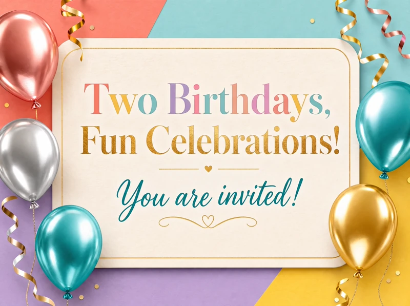 Two Birthdays Fun Celebrations — Joint Birthday, Double Birthday, Balloons
