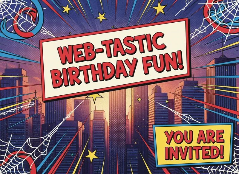 Web-tastic Birthday Fun — Superhero Birthday, Spiderman, Adventure, Invitation