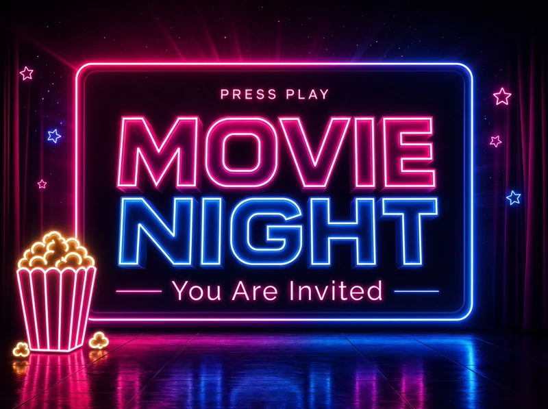 Neon And Movies — Movie Night, Neon, Popcorn