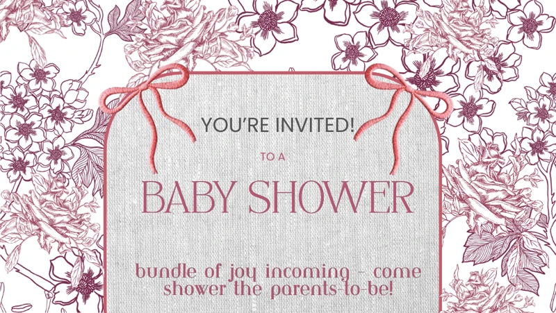 Fleurs Roses Incoming — Baby Shower, French Toile, Red Flowers