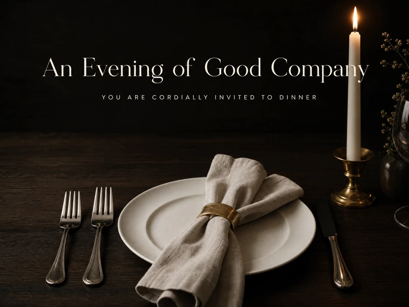 An Evening Of Good Company — Dinner Party, Candle, Invitation