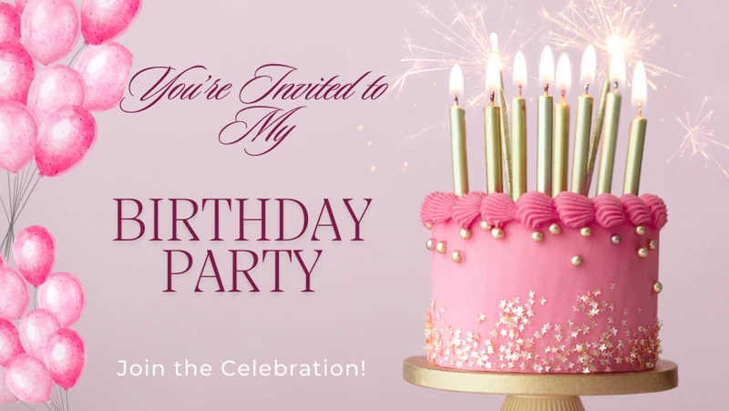 Pink Party Perfection — Cake, Pink, Candles, Balloons