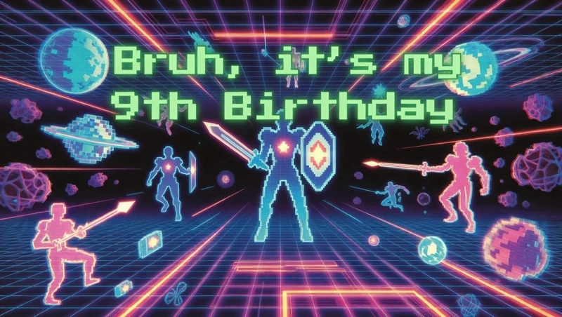 Level 9 Unlocked! — Gaming, Neon, 9th Birthday Party