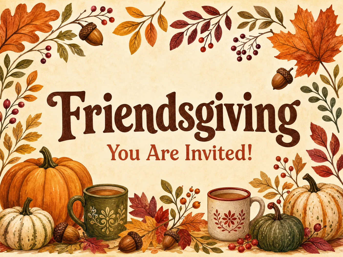 Warm Friendsgiving — Friendsgiving, Thanksgiving, Pumpkin, Invitation