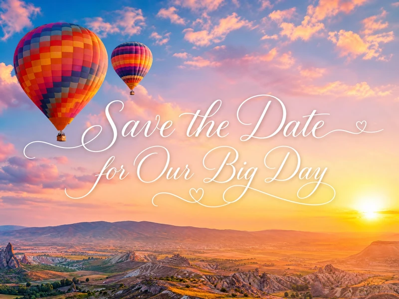 Big Day Save The Date — Save The Date Invitations, Hot Air Balloons