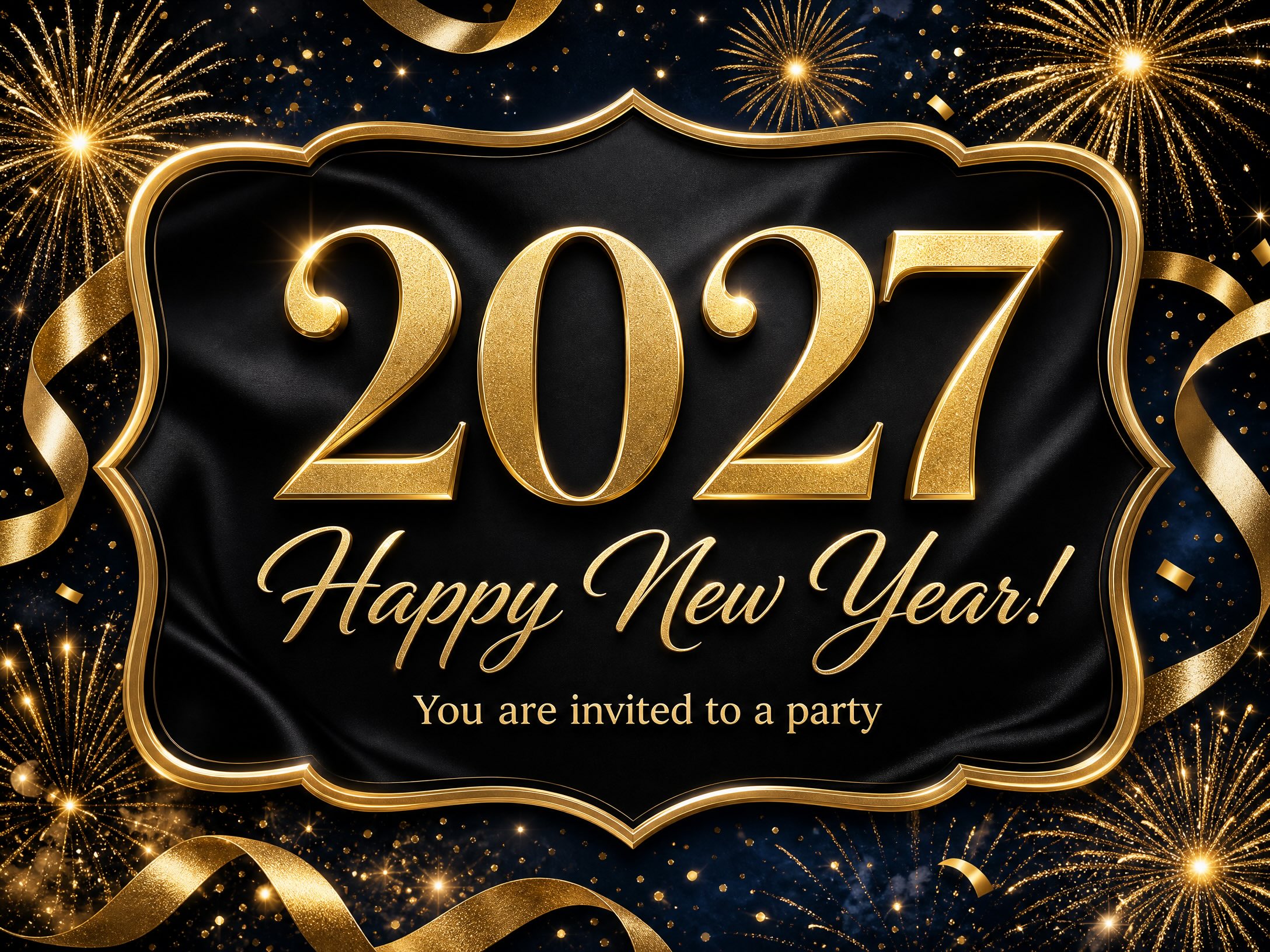 New Year 2027 — New Years Eve Party, Black And Gold, 2027