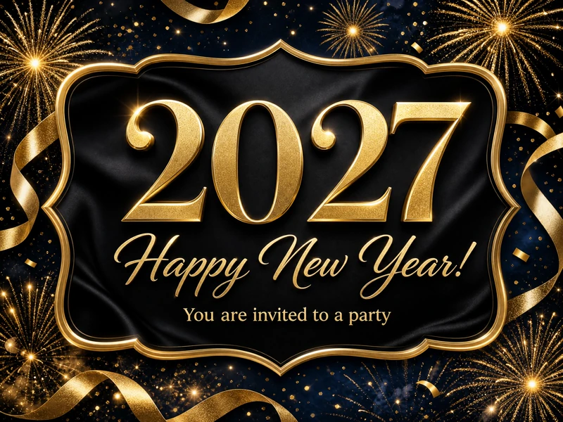 New Year 2027 — New Years Eve Party, Black And Gold, 2027