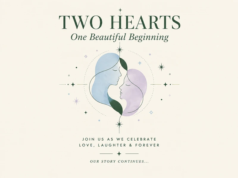 Love, Laughter and Forever — Wedding Invitation, Two Hears, Paper