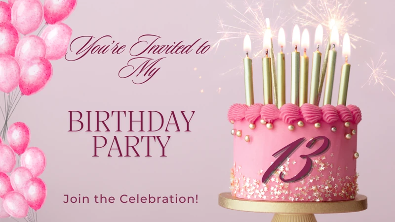 13th Birthday Party — Thirteen, 13th, Cake, Pink, Balloons