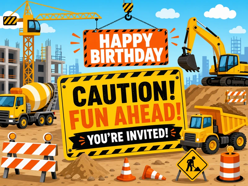 Caution: Fun Ahead — Construction Birthday, Construction Site, Crane, Digger