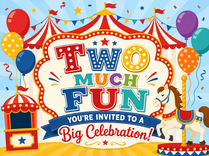 Two Much Fun — 2nd Birthday, Circus, Balloons, Second Birthday