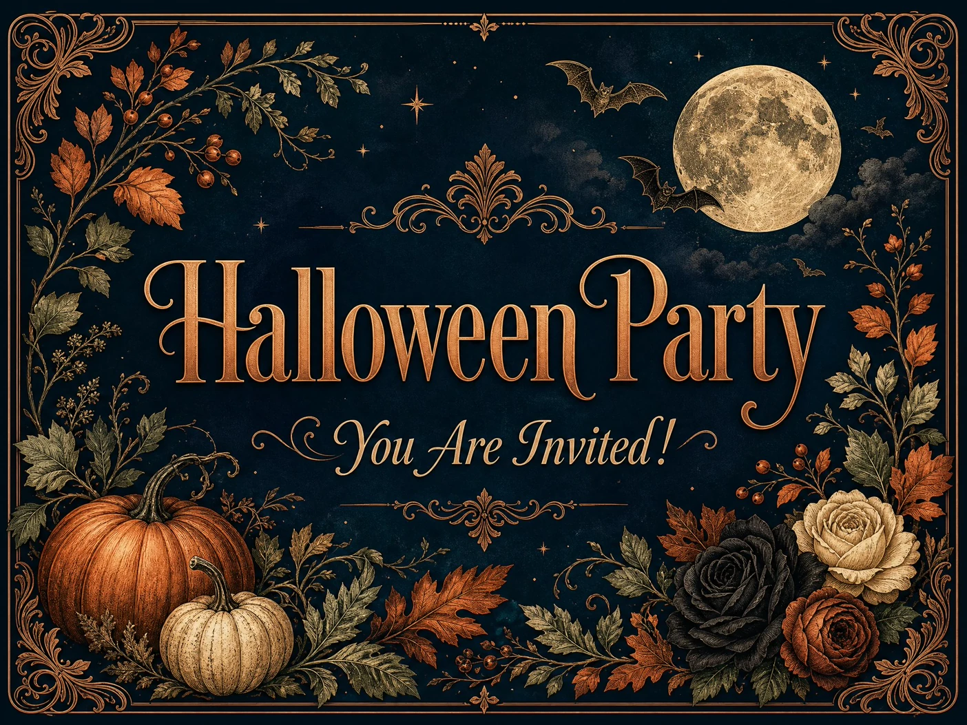 Vintage Halloween — Ornate, Halloween Party, Vintage, Moon, Night