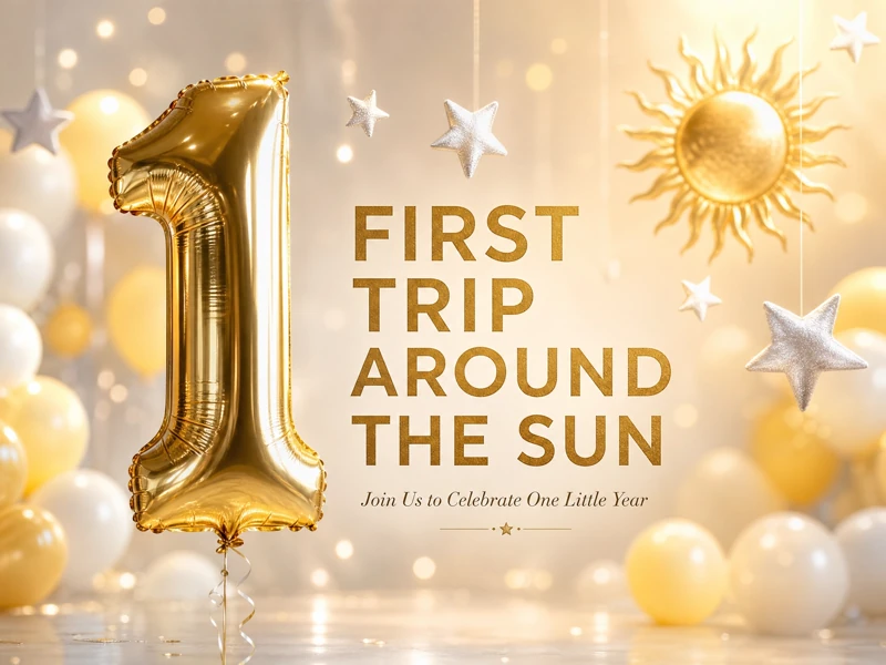 First Trip Around The Sun — First Birthday, 1st Birthday, Mylar Balloon, Sun