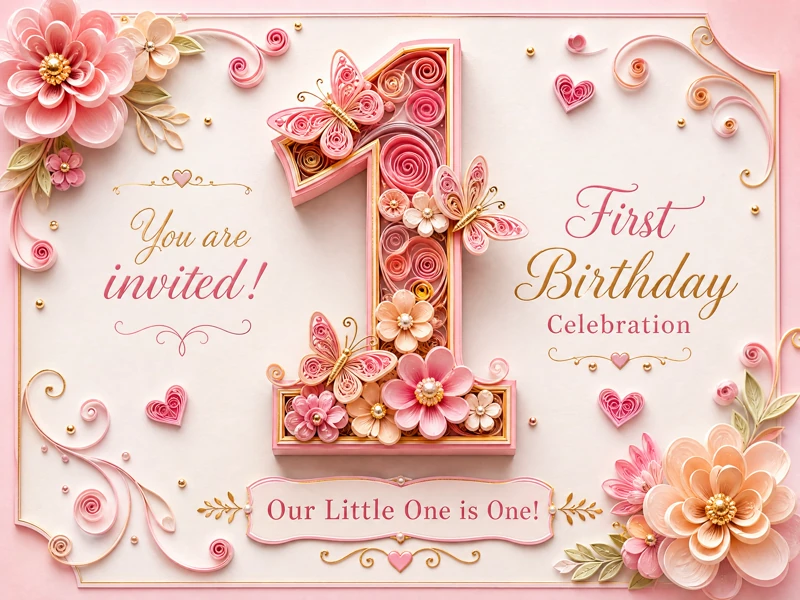 First Birthday — 1st Birthday, Pink, One, First Birthday, Flowers