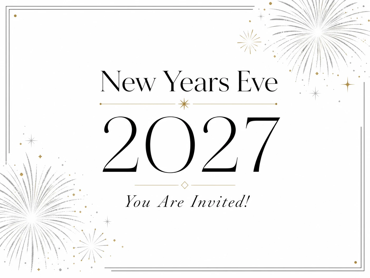 Celebrating New Year — New Years Eve Party, White and Black, Simple, Minimalistic, Elegant, 2027