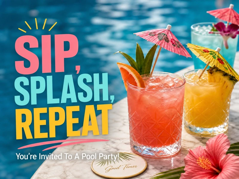 Sip Splash Repeat — Pool Party, Cocktail Party, Summer