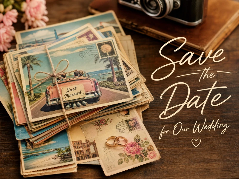 Save The Date For Our Wedding — Save The Date Invitations, Retro Wedding, Post Cards