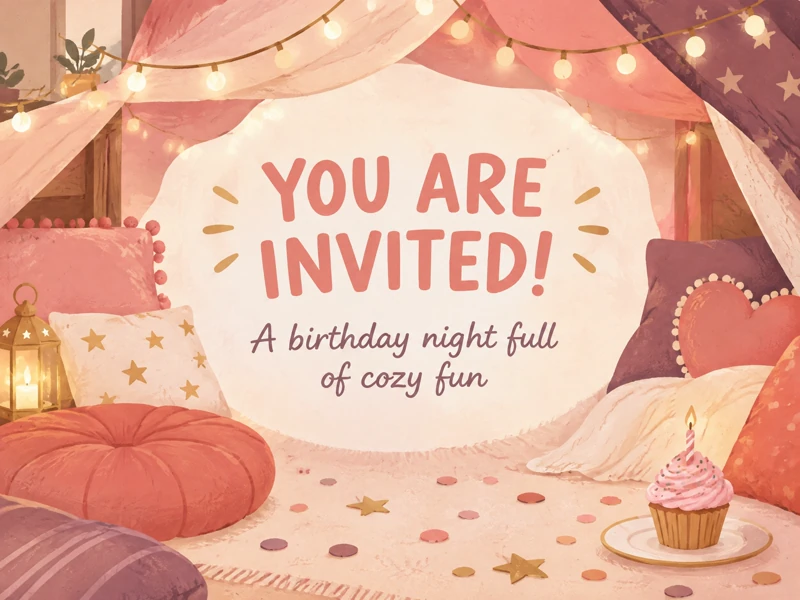 Cozy Fun Birthday — Sleepover, Orange, Pillows, Slumber, Birthday Invitation