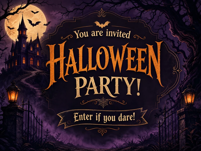 Enter If You Dare! — Halloween Party, Castle, Spooky, Purple