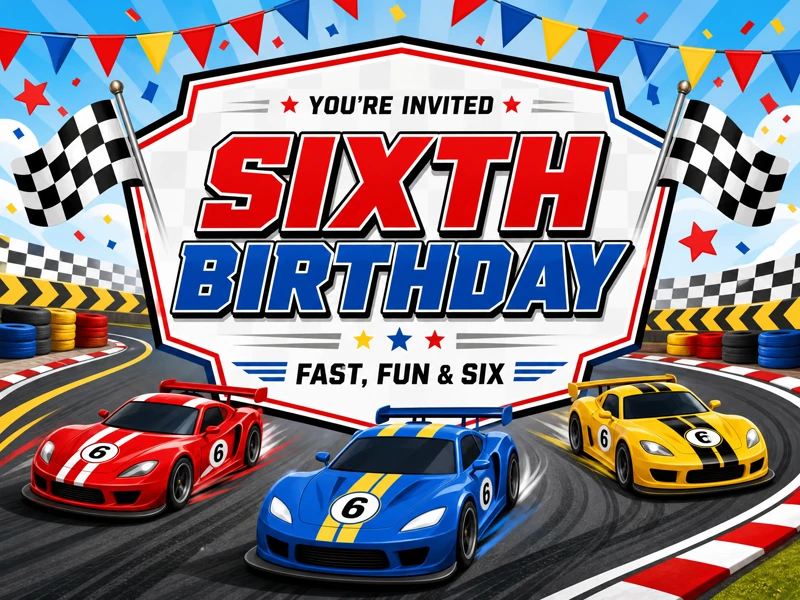 Race To 6th — 6th Birthday, Race Cars, Race Track