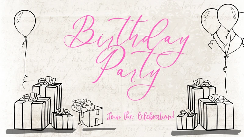Birthday Esthetics — Balloons, Presents, Minimalistic, Cursive