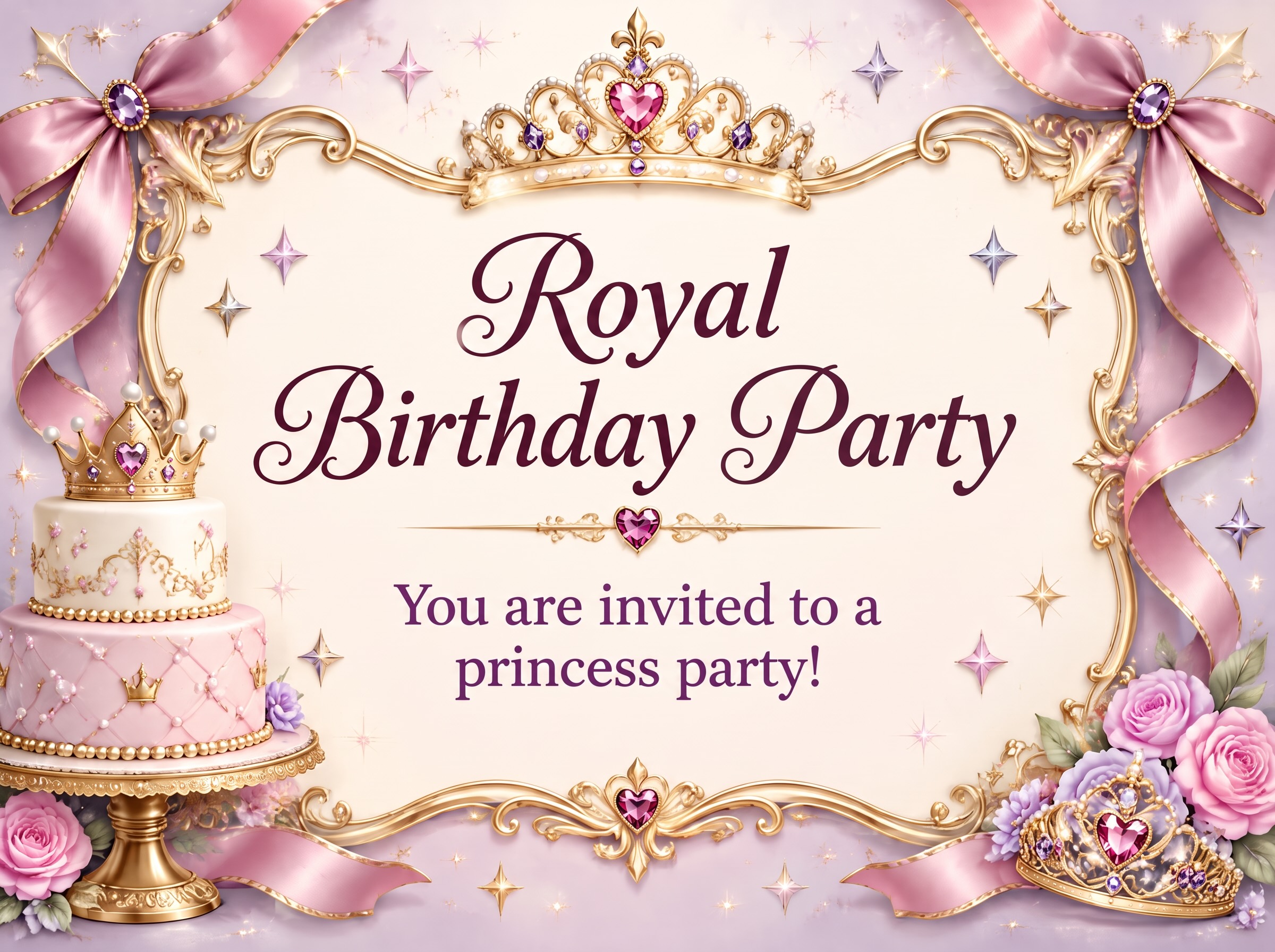 Royal Birthday Party — Princess Birthday, Cake, Crown, Queen, Purple